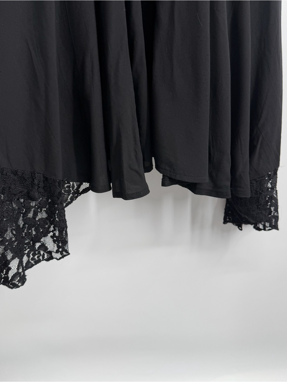 Umgee Black LBD Babydoll Asymmetrical Lace Slip Dress - Picture 5 of 13